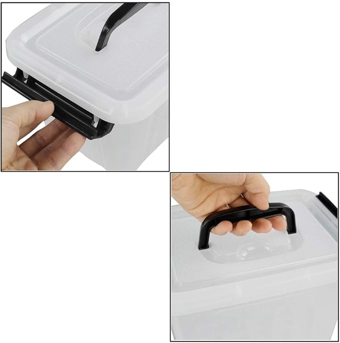 Small Plastic Storage Box 6-Pack 3 Liter Storage Bins with Lid