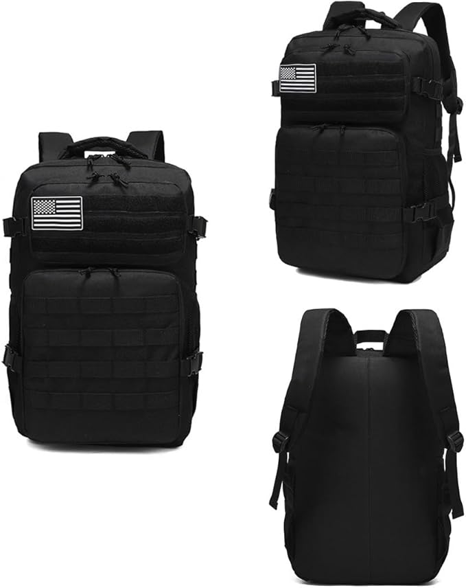 35L Military Tactical Backpacks Molle Army Assault Pack 3 Day Bug Out Bag Hiking Treeking Rucksack (Black)