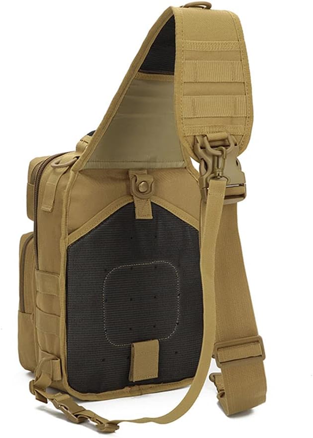 Sunnystacticalgear Outdoor Sports Hiking Sling Bag Shoulder Pack Camouflage Tactical Molle Chest Bag - Tan