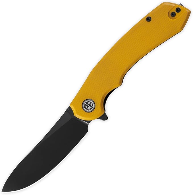 Petrified fish PFP12 WaterSpout Folding Knife3.54 14C28N Steel Blade G10 Handle Folding Pocket Knife for Camping EDC Outdoor (Yellow Black Stonewashed)