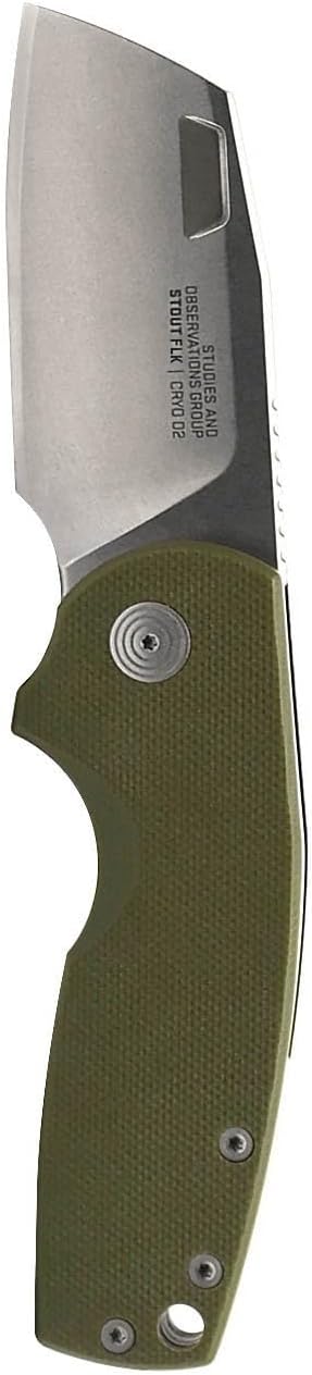 SOG Stout FLK Cleaver Daily Carry Folding Knives | G10 &amp Steel Handle | CRYO D2 Steel Blade | Short-Blade Frame Lock Folder