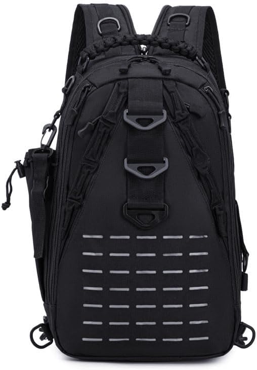 Outdoor Sports Pack Hiking Bag Rucksack Knapsack Combat Camouflage Tactical Backpack- Black