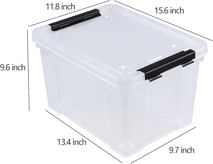 Pekky 22 Qt Clear Plastic Storage Bins with Lids and Wheels 6 Packs Plastic Latching Container Box for Organizing