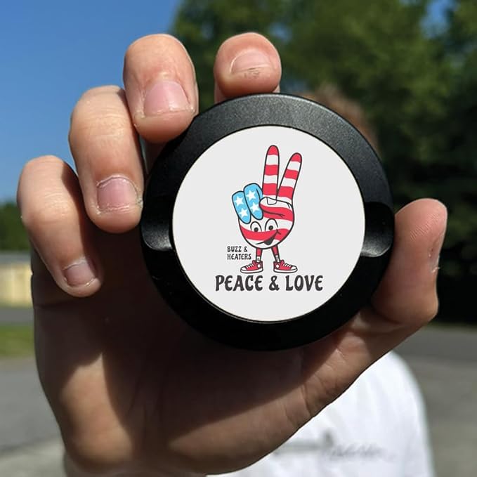 Buzz &amp Heaters Metal Container for Zyn | Metal Holder for Zyn |Metal Can for Zyn | Metal Container for Zyn Holder | Metal Pouch Cans for Zyn | Americana Gifts For Zyn| Peace &amp Love