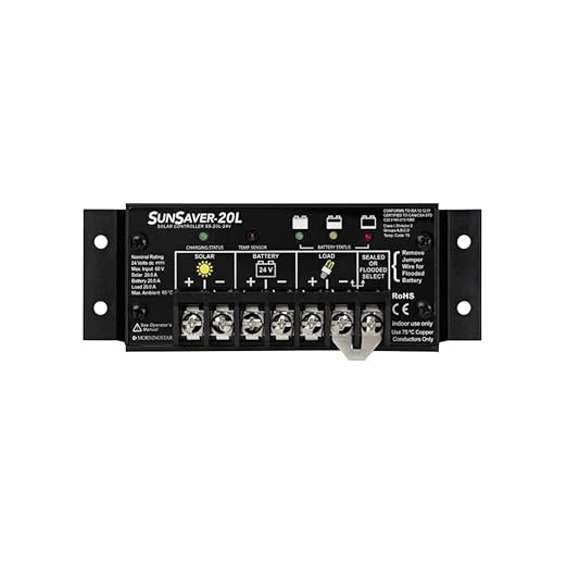 Morningstar SunSaver 20A PWM Solar Charge Controller (SS-20L-24V) - Solar Panel Regulator for 24V Batteries Four Stage Battery Charging LVD HazLoc Rated Low Noise 5 Year WTY - Designed in the USA