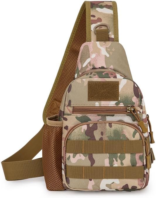 Sling Crossbody Backpack with Water Bottle Holder Chest Shoulder Backpack Sports Bag Leisure Waterproof Oxford Cloth Water Bottle Cell Phone Bag for Outdoor Travel 04