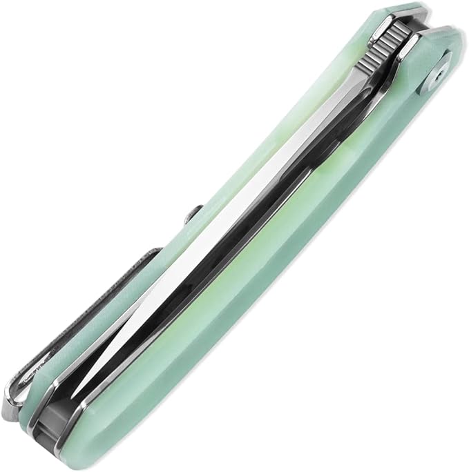 Sitivien ST119 Folding Knife D2 Steel Blade and G10 Handle EDC Tool Knife with Pocket Clip for Outdoor Camping Hiking Survival(Jade)