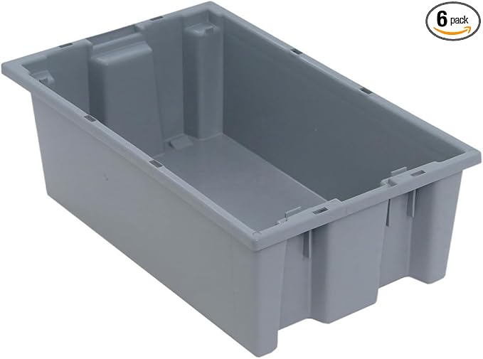 Quantum Storage snt180 Nest Totes Heavy Duty Part Organizer Bins - 18 x 11 x 6 - 6 Pack