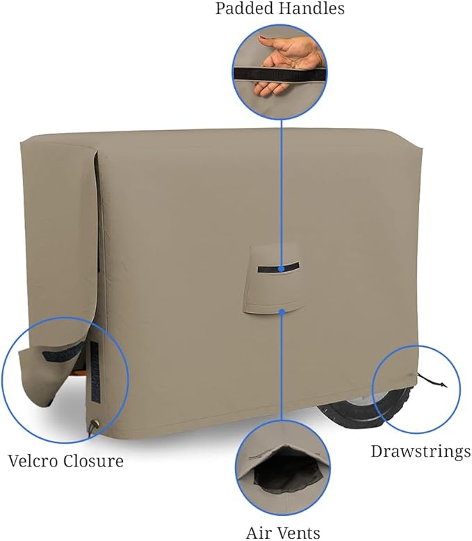 Covers &amp all Outdoor Generator Cover 12 Oz Waterproof UV &amp Weather Resistant Universal Portable Equipment Machinery Storage Protector with Air Vents Velcro &amp Drawstrings (26L x 20W x 2