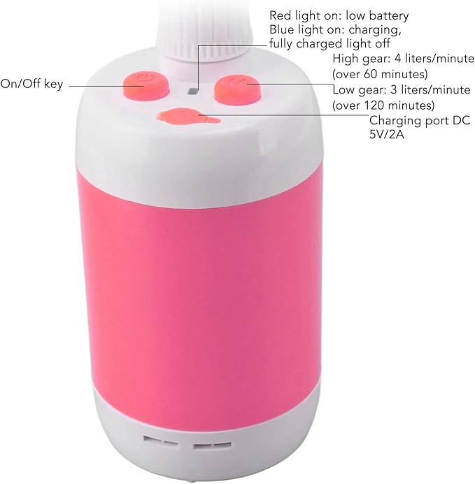 Zunate Portable Electric Shower ABS Material Long Battery Life Outdoor Camp Shower Camping SPA Car Washing with 180CM Pipe for Animal Bathing Plant Watering (Roseate)