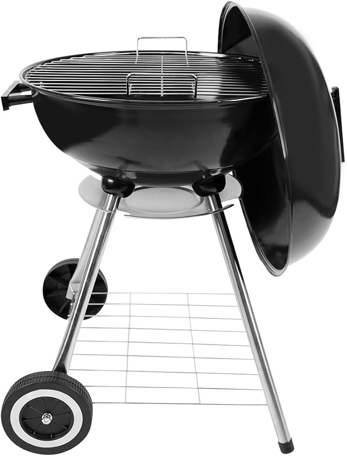18 Inch Charcoal Grill BBQ Kettle Grill with Enamel Lid &amp Ash Catcher Portable Charcoal Grill for Outdoor Grill Camping and Small Patio Backyard Includes Wheels for Easy Mobility