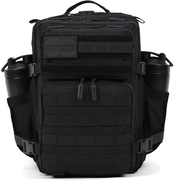 WOLFpak 25L Tactical Gym Backpack (Nightshade Edition) Durable 1000D Waterproof Oxford Material with MOLLE Webbing Laptop Pocket &amp Dual Cup Holders