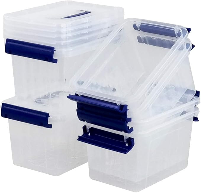 6-Pack 3 Liter Storage Box Small Plastic Bin with Handle