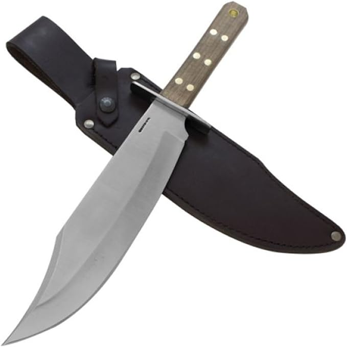 Condor Tool &amp Knife Undertaker Knife - 1075 High Carbon Steel - Full Tang Hunting Knives with Sheath - Walnut Handle - Hand Crafted Welted Leather Sheath - 10.2in Blade - 24 oz