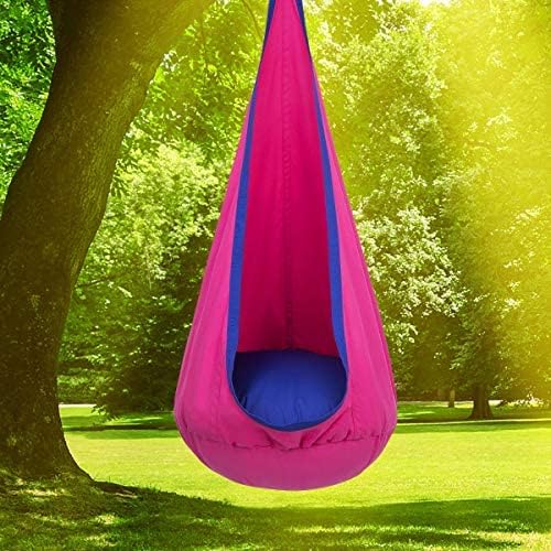 Y- STOP Kids Pod Swing Seat Hanging Hammock Chair Swing with Inflatable Pillow Sensory Swing Chair with Pocket for Outdoor and Indoor (Pink and Blue) pcs