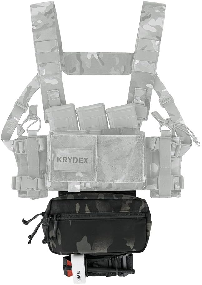 KRYDEX Tactical Drop Pouch Sub Abdominal Carrying Kit Bag Tactical Fanny Pack with Hook and Loop Panel for Tactical Vest Chest Rig (MCBK)