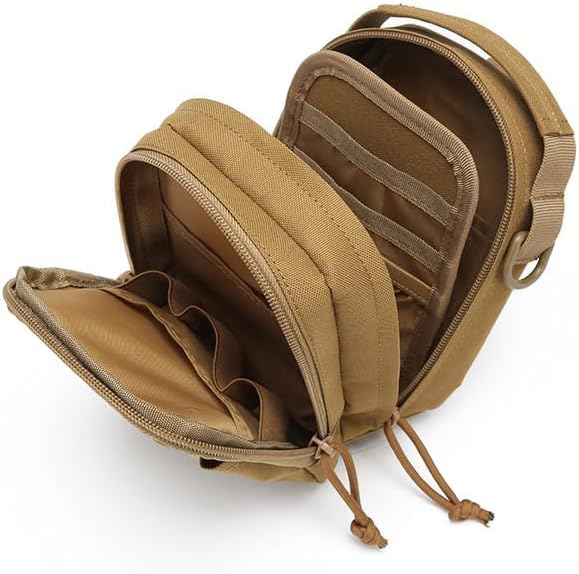 Outdoor Sports Gear Molle Assault Combat Hiking Pack Accessory Camouflage Kit Pouch Tactical Small Sling Bag- Tan