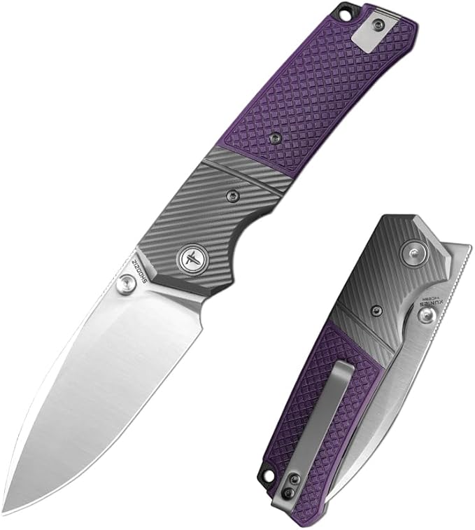 XUN125-PGS Pocket Folding Knife for Man 3.27 14C28N Steel Satin Blade for Camping &amp FishingReversible Clip
