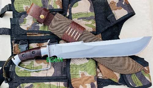 14 Custom D-Guard Hunting Predator Full Tang Knife - Hand Forged from 5160 Carbon Steel - Rosewood Handle - Ready to Use