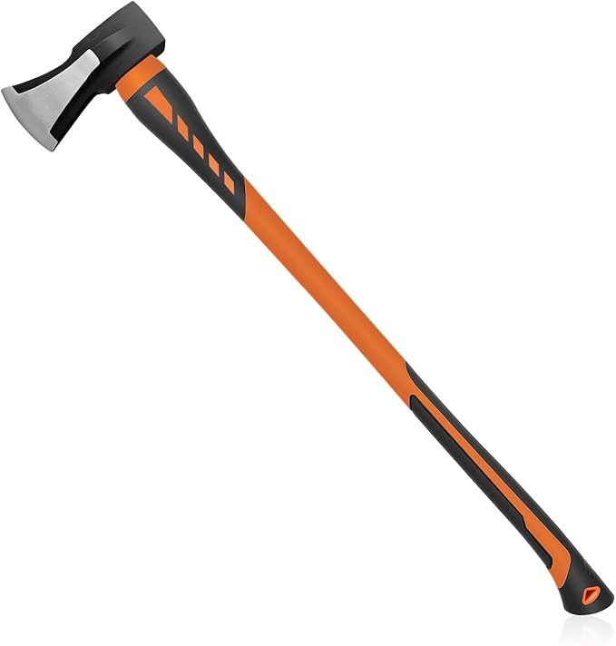 Chopping Axe Hand Axe Camp Hatchet for Splitting Kindling and Chopping Branches Wood Chopping Axe 6.8 lb with 36-in Fiberglass Handle (L)