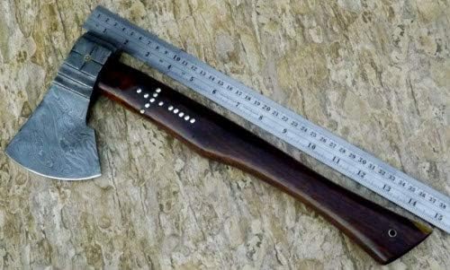Axe Damascus Steel 16 Rose Wood Handle Axe/Hand Forged Woodsman Axe