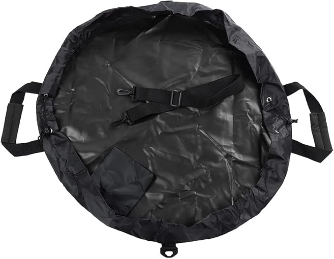 Oxford Cloth Wetsuit Changing Mat | Sturdy Surfing/Beach Pad with Shoulder Strap | Multi - Functional Dry Bag for Swimming/Outdoor Activities | Includes Storage Pocket (Black)