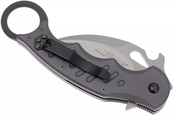 Fox Knives 478 Karambit Emerson Wave Folding Pocket Knife - N690Co Stainless Steel Blade Bead Blasted Finish - Black Idroglider Reversible Pocket Clip - Liner Lock Folder