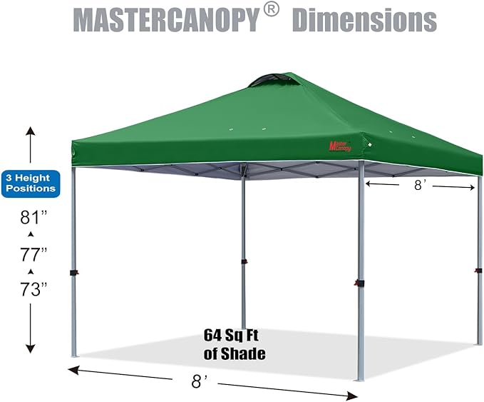 MASTERCANOPY Durable Pop-up Canopy Tent with Roller Bag (8x8 Forest Green)