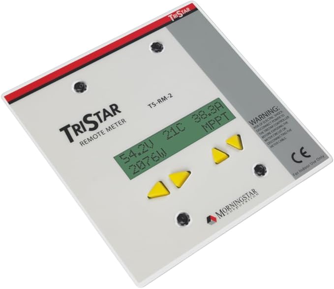 Morningstar Tristar Remote Meter-2 (TS-RM-2) - Connects via 30m Cable to Tristar PWM/MPPT Solar Controllers to Display System Info Logged Data Graphs Alarms &amp Faults Troubleshooting - 5 Languag