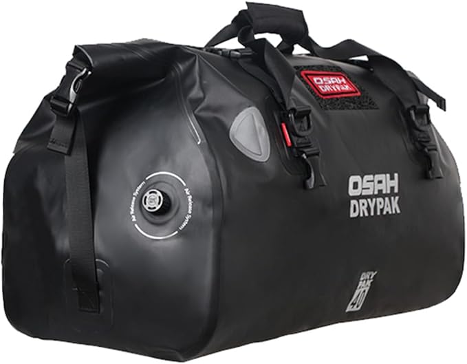 Waterproof Duffel&amp Luggage Bag - Motorcycle Dry Bag Tail Saddle Bags with Roll Top ClosureLarge Storage Spacefor Camping Kayaking Fishing &amp Traveling(Black 40L)