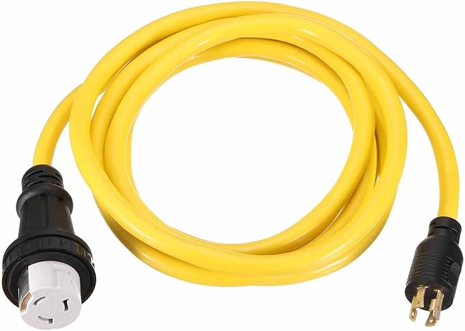 MECCANIXITY 15ft NEMA L14-30P to SS2-50R RV Marine Generator Transfer Switch Adapter Cord 30A Generator Extension Cord L14-30P Male to 50A Marine Shore Power SS2-50R Female 125V/250V