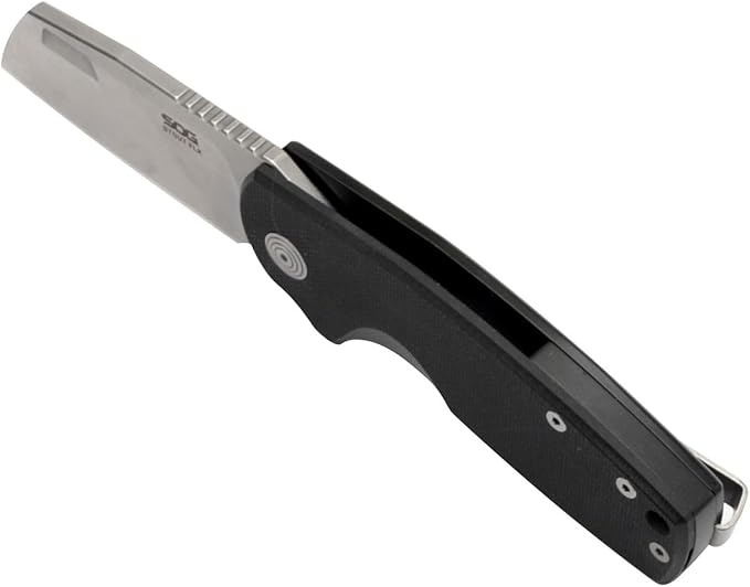 SOG Stout FLK Cleaver Daily Carry Folding Knives | G10 &amp Steel Handle | CRYO D2 Steel Blade | Short-Blade Frame Lock Folder