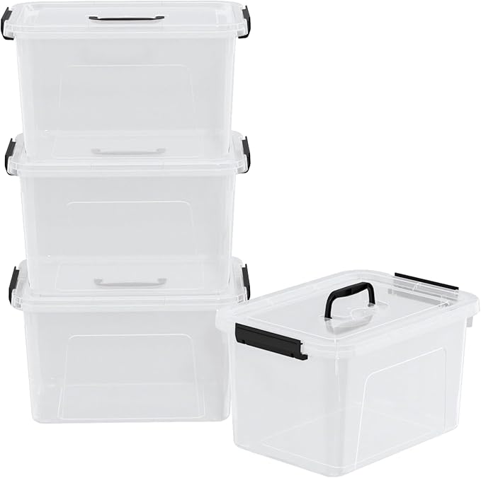 18 Quart Plastic Storage Bins with Lid 4 Packs Clear Latching Storage Box