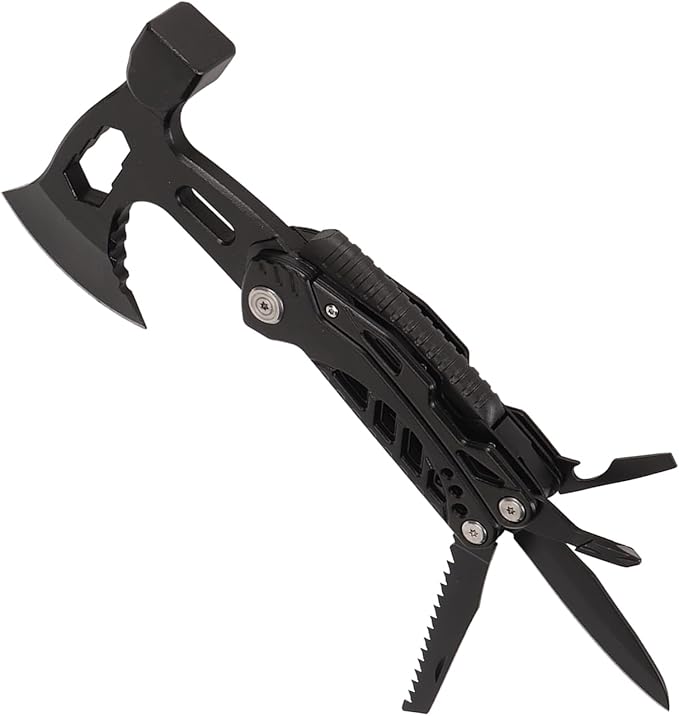 Multifunctional Hammer Axe Bottle Opener Compact Multifunctional Axe Portable Ergonomic Handle Labour-Saving with Whistle for Survival Hiking