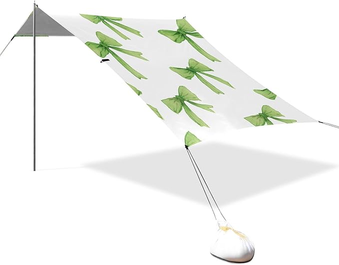 ALAZA Green Watercolor Bow Pattern Beach Tent Sun Shelter Portable Canopy Sunshade for Outdoor Camping Picnics Backyard Fun 10x9 ft