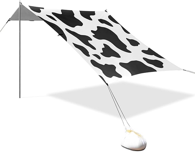 ALAZA Cow Pattern Beach Tent Sun Shelter Portable Canopy Sunshade for Outdoor Camping Picnics Backyard Fun 10x9 ft