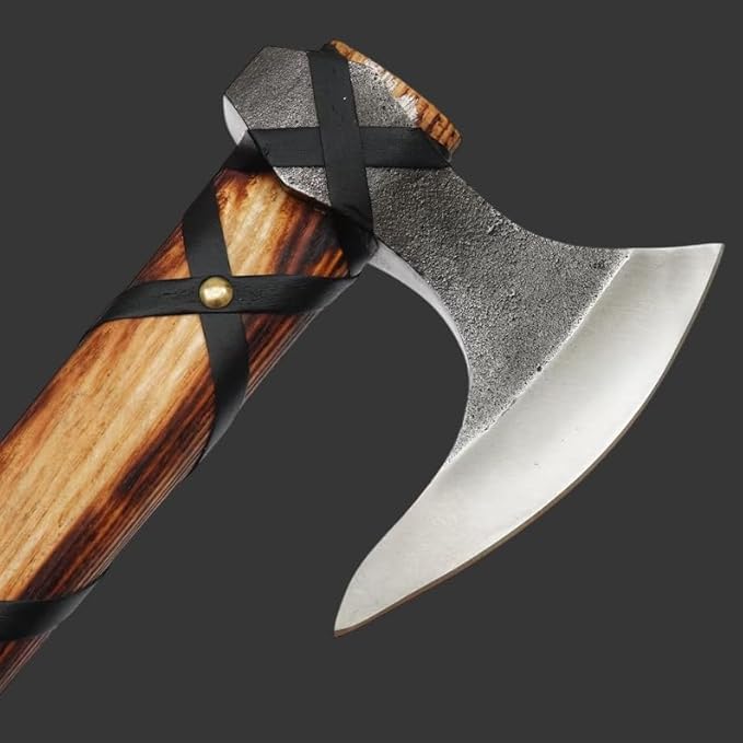 Hand-Forged High Carbon Steel Norse Viking Axe - Handcrafted Ash Wood Handle Perfect Viking Gift for Men.