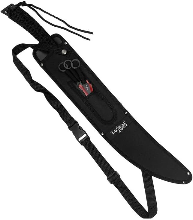 Tactical Flame Skull Machete with 3 Throwing Knives Set