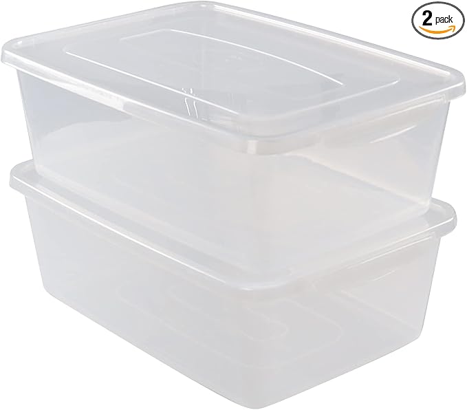 16 Quarts Clear Storage Container with Lid Plastic Shoe Box Latch Boxes set of 2