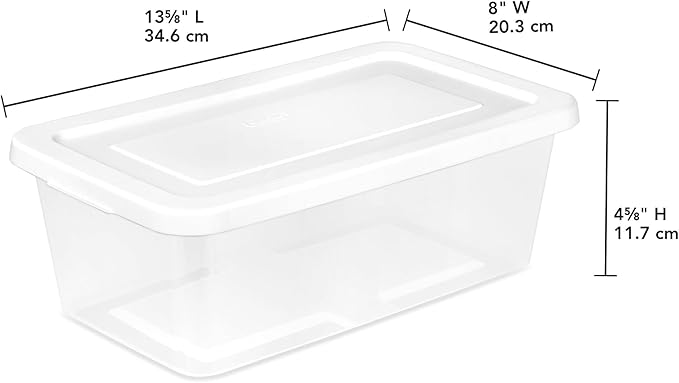Sterilite 12-Pack 6 Quart Storage Boxes Stackable Clear Plastic Bins with Snap-On Lids – Heavy-Duty Organizing Containers for Closet Bathroom and Office