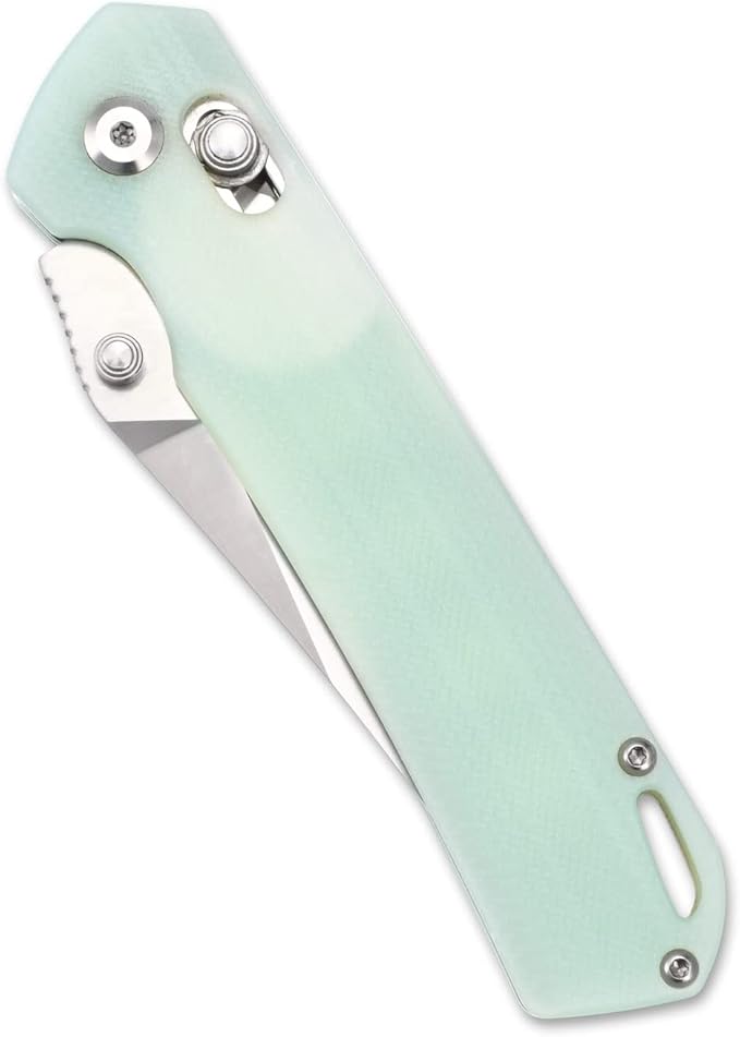 Sitivien ST124 Folding Knife D2 Steel+G10 HandleBall Bearing Pivot Axis lock with Pocket Clip for CampingOutdoor EDC Knife Tool-Jade