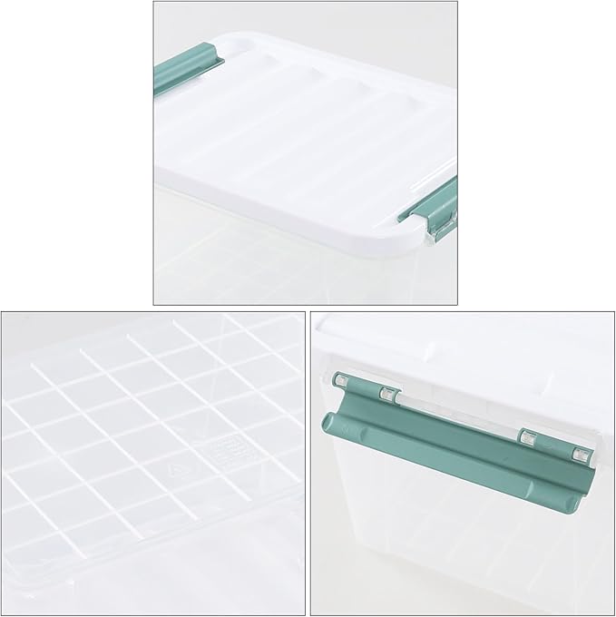 6 Packs Plastic Latch Boxes 20 L Clear Stackable Storage Container Bin with White Lid
