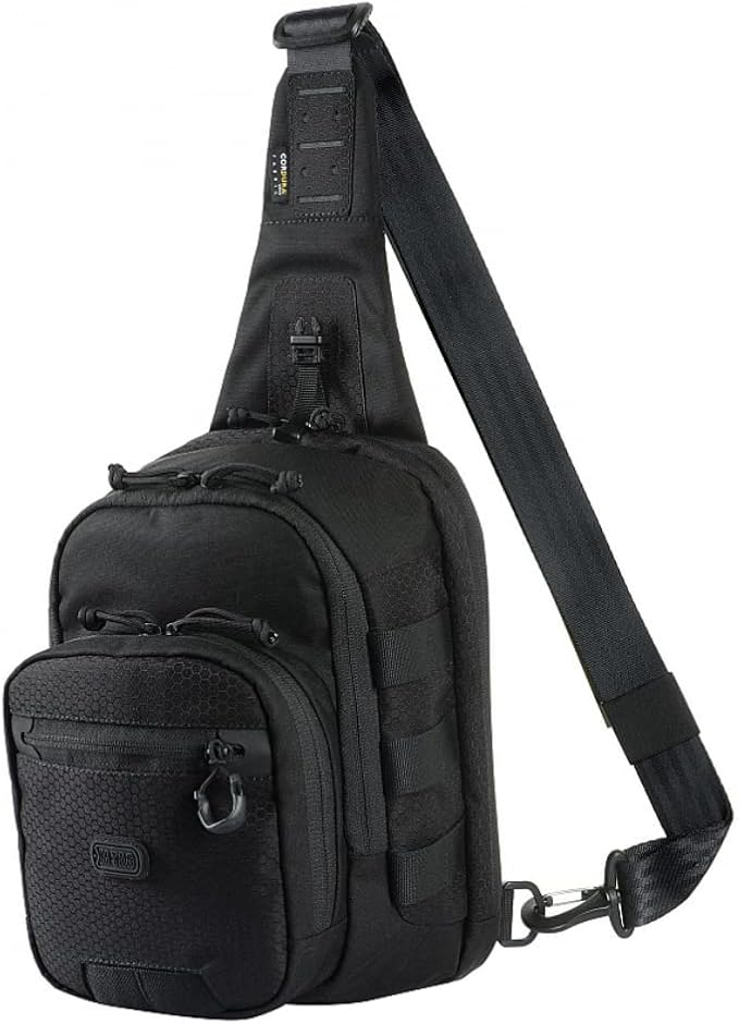 M-Tac Elite Cross Bag - Tactical Crossbody Sling Backpack for Man with CCW Concealed Carry (Regular Black)