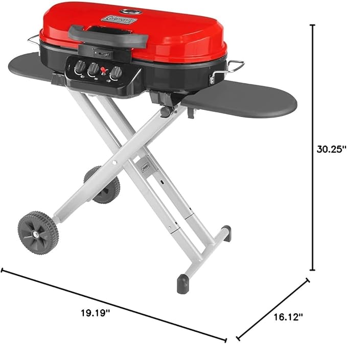 Coleman RoadTrip 285 Portable Stand-Up Propane Grill with 3 Adjustable Burners &amp Instastart Ignition 20000 BTUs of Power for Outdoor Cooking Camping Tailgating Grilling BBQs &amp More