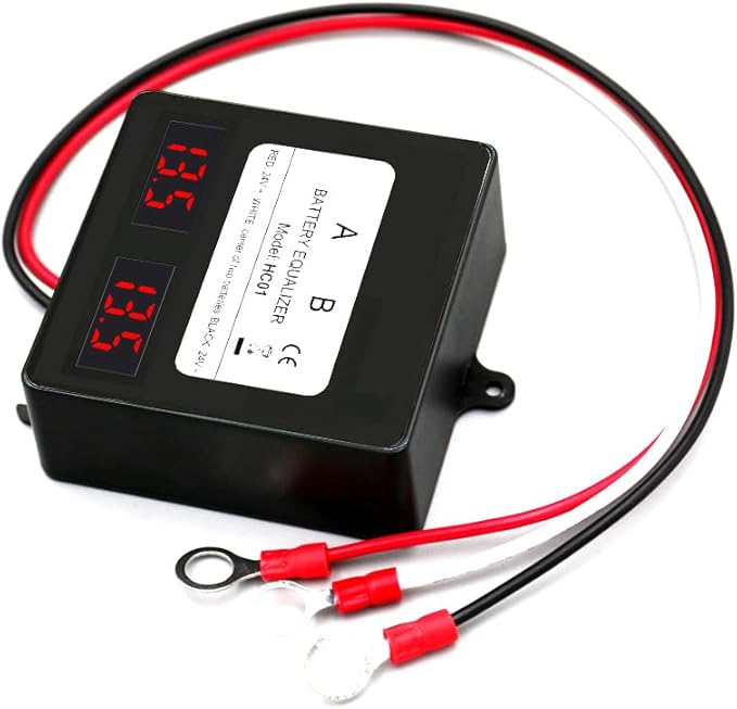 HC01 Battery Equalizer 2PCS Batteries DC Inverter 5A Current Active Voltage Balancer Li li-ion Lead Acid Battery Connect LED Display (2 X 12V)