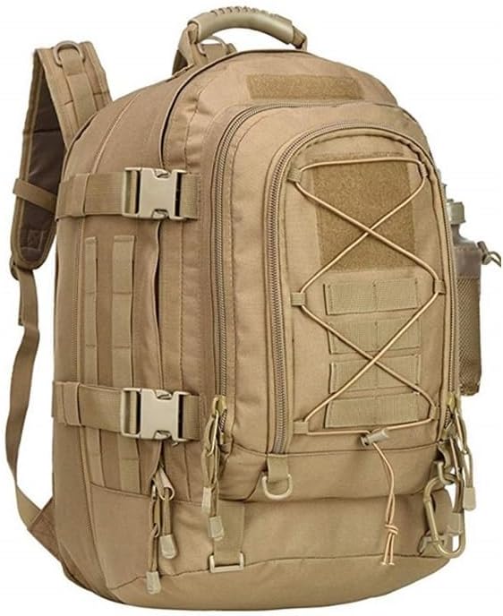 55L Tactical Backpack Military Army Daypack Assault Pack for Men Molle Backpacks Bug Out Bag Pack for Hiking Camping Travel(Kakis)
