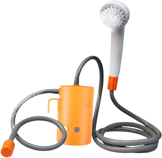 Portable Outdoor Shower System for Travel and Adventure Orange with Remote