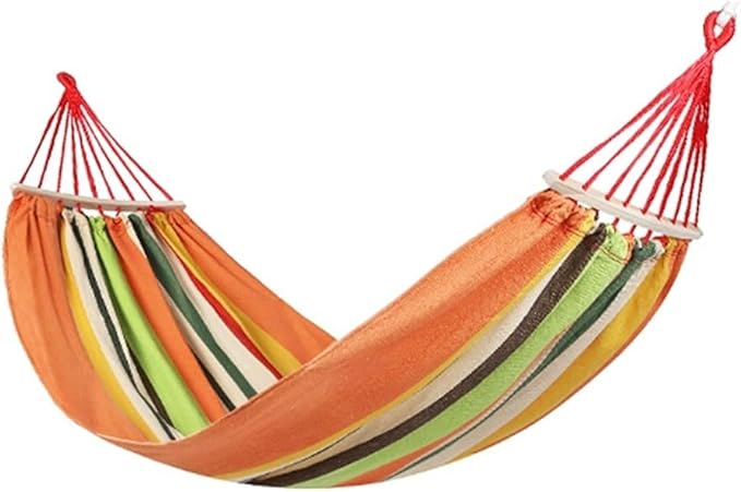 Portable Hammock Portable Outdoor Hammock Camping Travel Chair Rainbow Striped Wooden Stick Swing Garden Leisure Hammocks for Backpacking Beach ( Color : White Transparent Brown Size : 190x100cm )