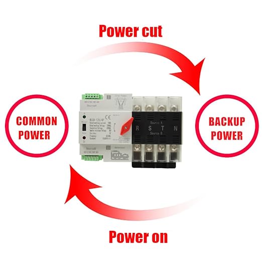 Mini ATS Automatic Transfer Switch Dual Power Changeover Switch 100A 220V Generator Electrical Selector Switches DIN Rail Mount NLQ4-2P/3P/4P Circuit Breaker Toggle Controller