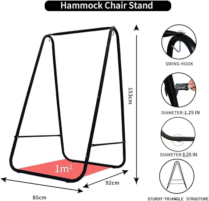 Hammock Chair with Stand - Heavy-Duty Max 450 Lbs Swing Stand for Indoor/Outdoor Patio Yard (Orange)